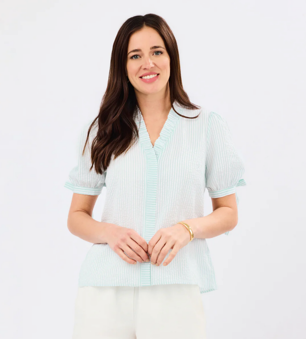 Brynn Top Seafoam & White