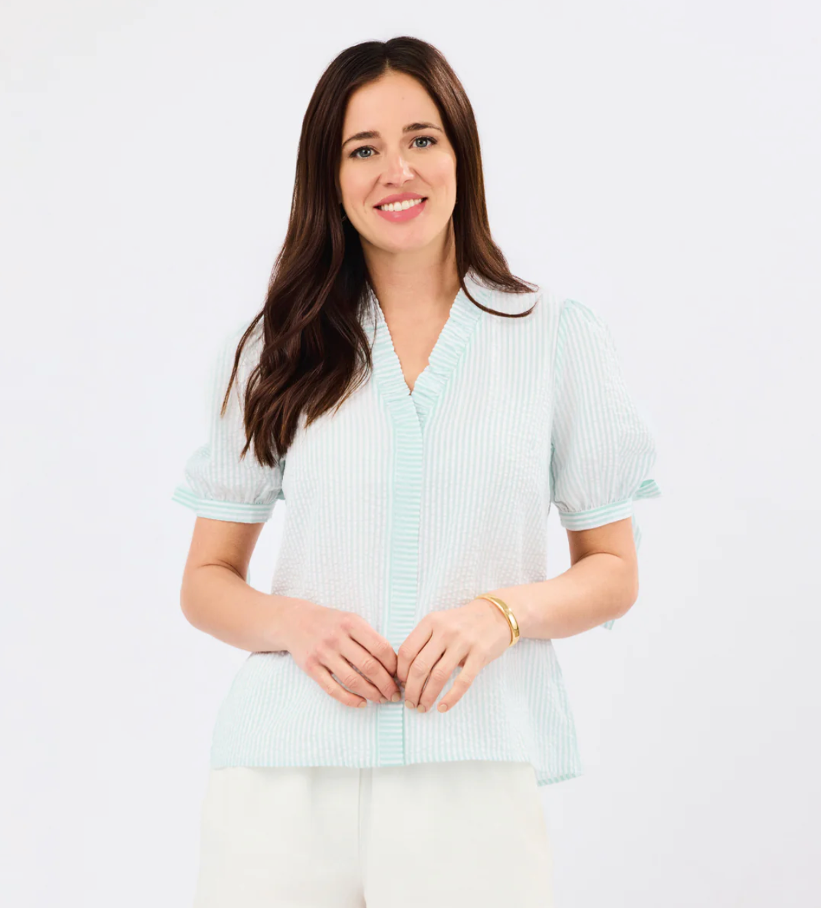 Brynn Top Seafoam & White