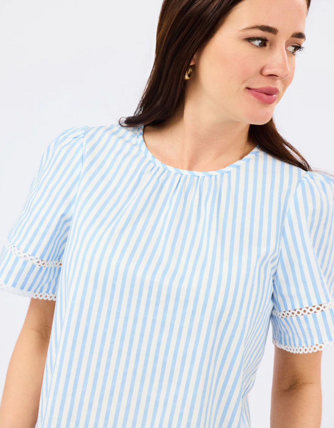 Tabby Top Pin Stripe Blue