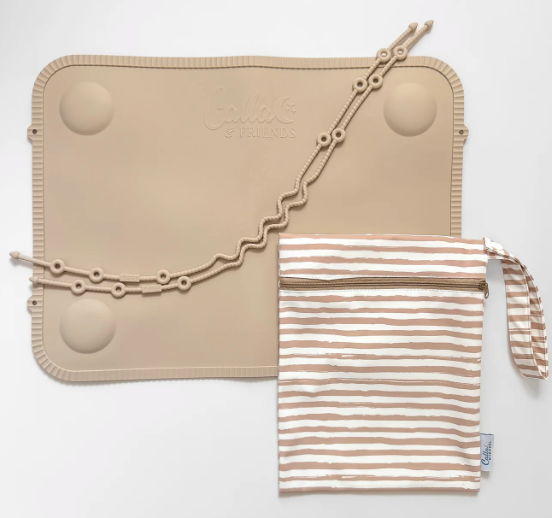 The Tidy Traveler Solid Placemat Set - Linen Brush Stripes