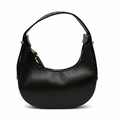 Half-Moon Italian Leather Shoulder/Crossbody Bag - Black