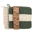 Green & White Stripe Pot Holder Set