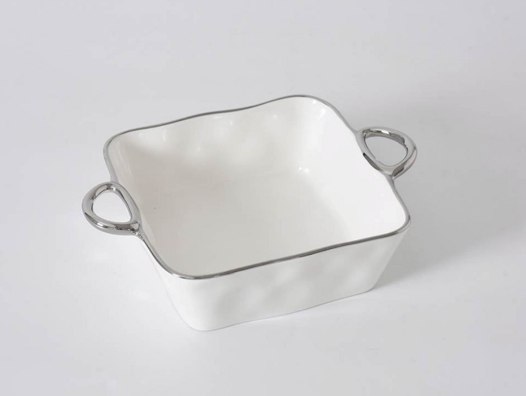 Square Baking Dish w/ Handles-Silver
