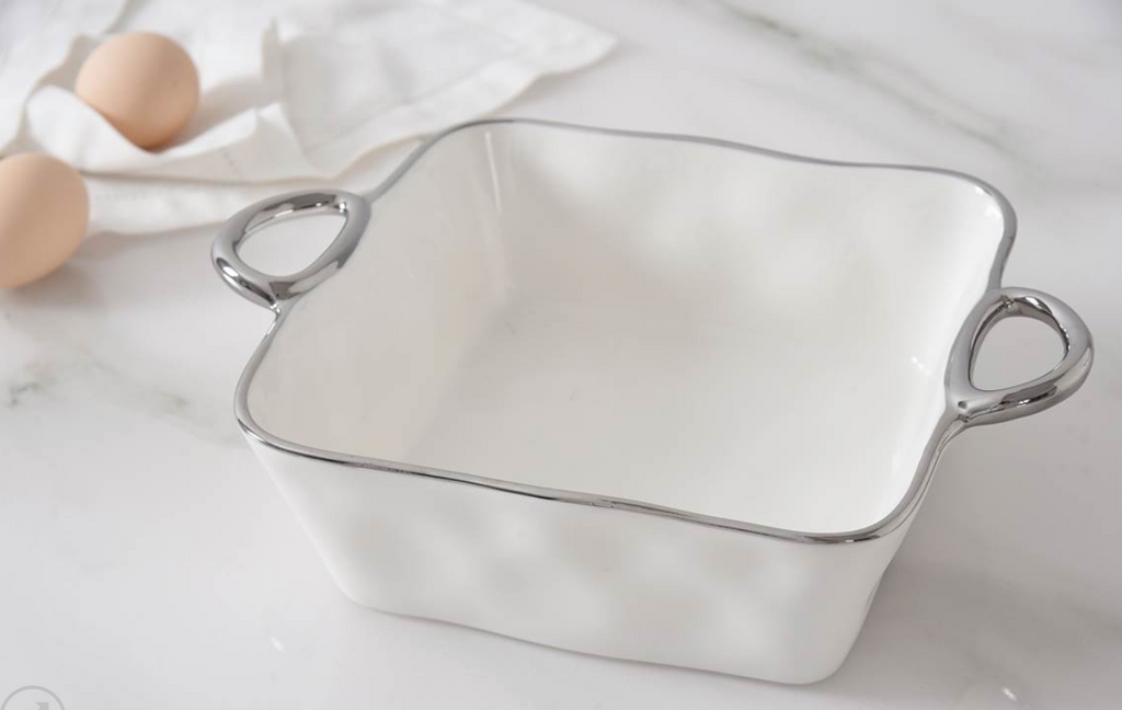 Square Baking Dish w/ Handles-Silver