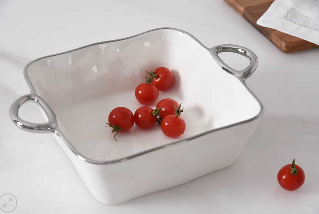 Square Baking Dish w/ Handles-Silver