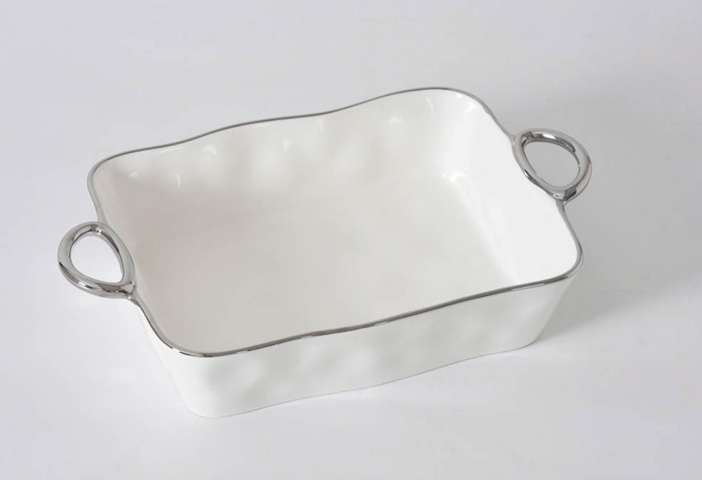 Rectangular Baking Dish w/ Handles-Silver