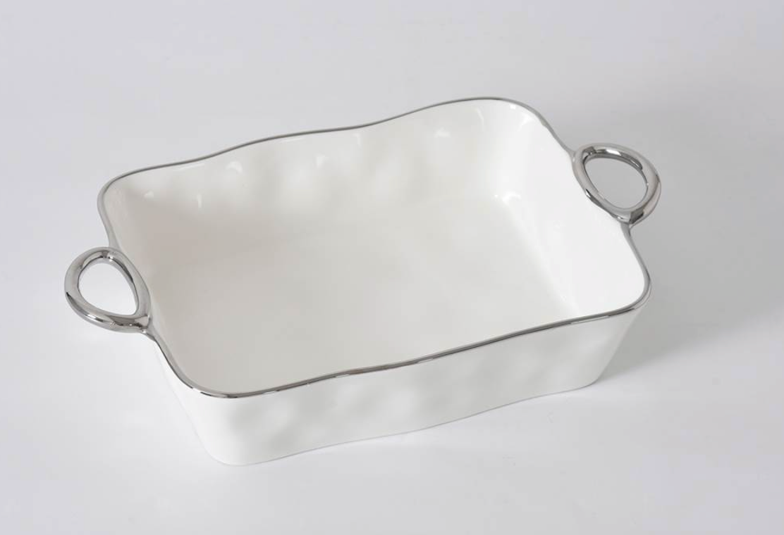 Rectangular Baking Dish w/ Handles-Silver