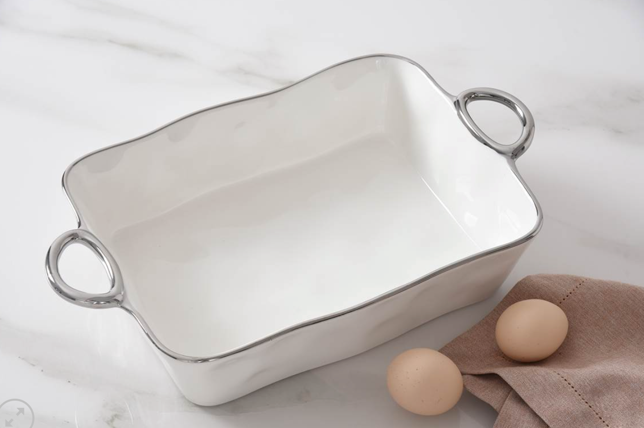 Rectangular Baking Dish w/ Handles-Silver