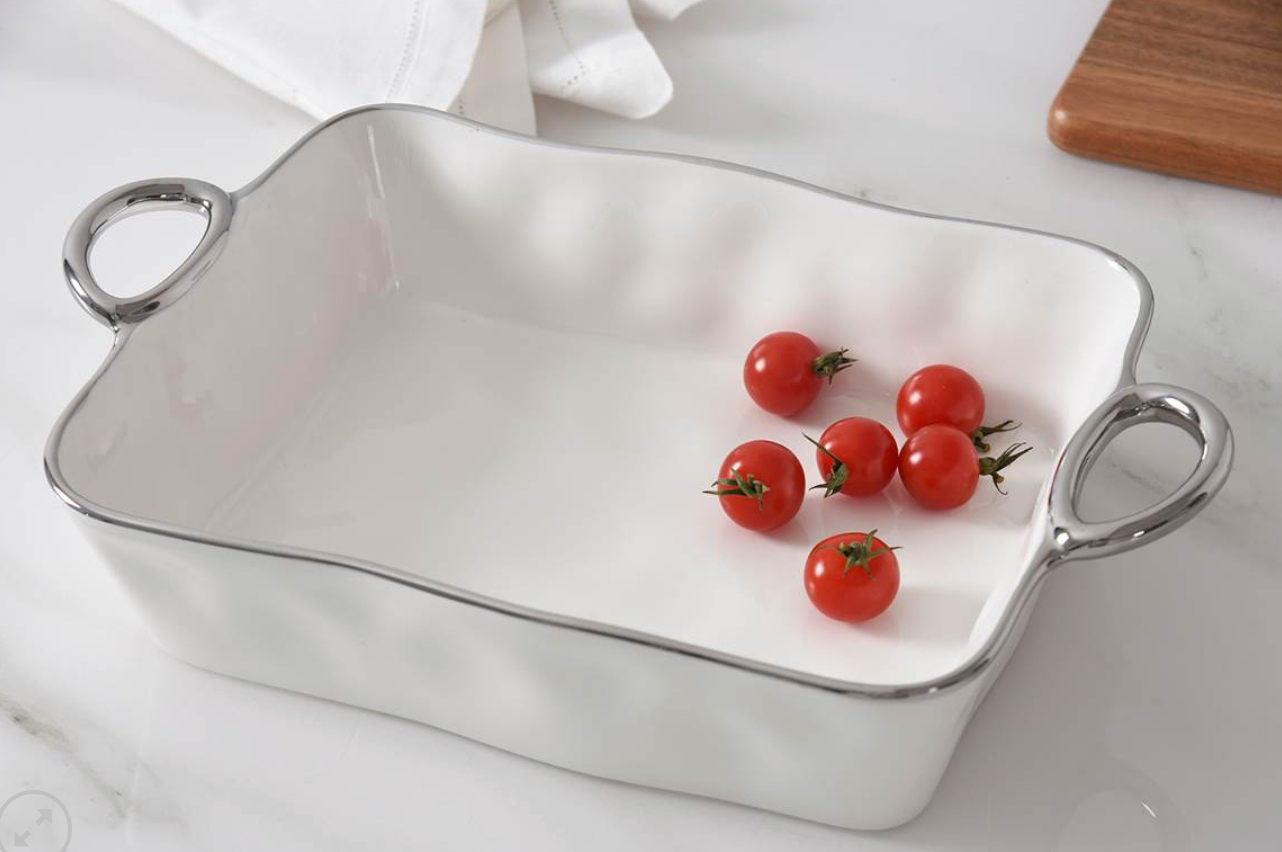 Rectangular Baking Dish w/ Handles-Silver