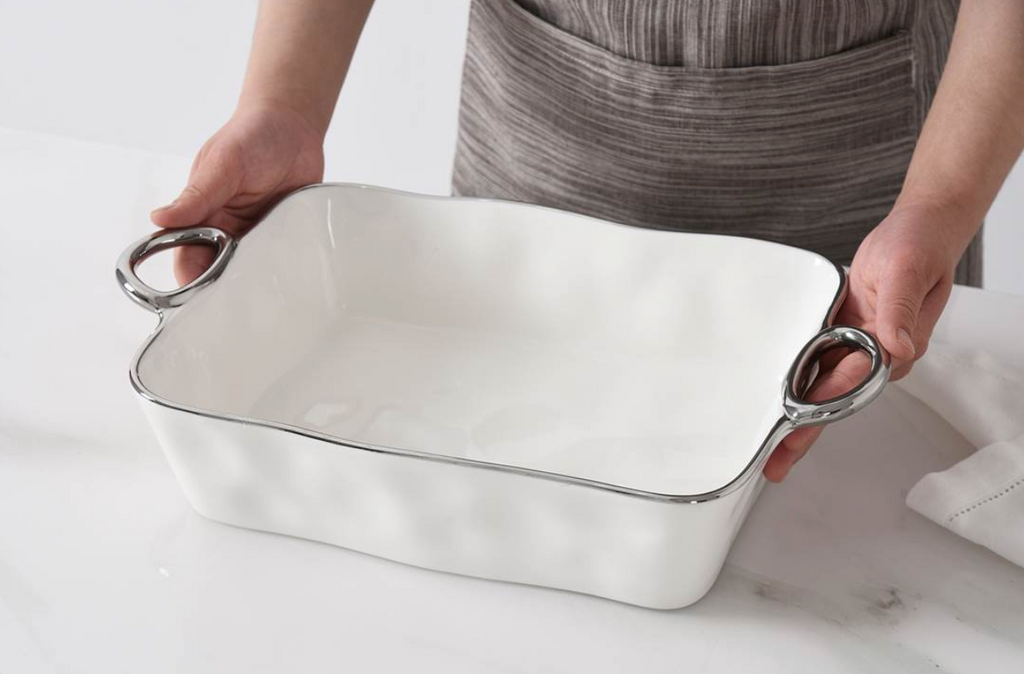 Rectangular Baking Dish w/ Handles-Silver