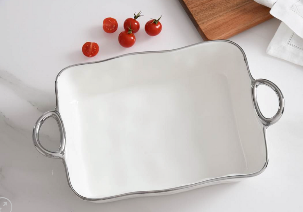 Rectangular Baking Dish w/ Handles-Silver