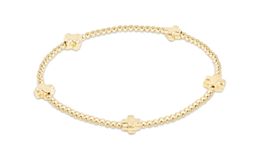 Signature Cross Small 2mm Gold Bracelet - Gold