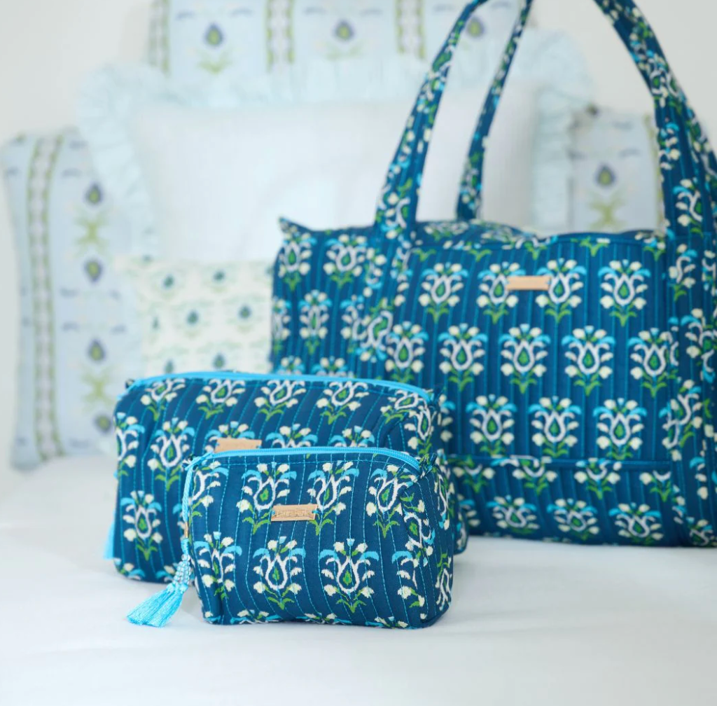 Rosemary Indigo Signature Cosmetic Large Bag