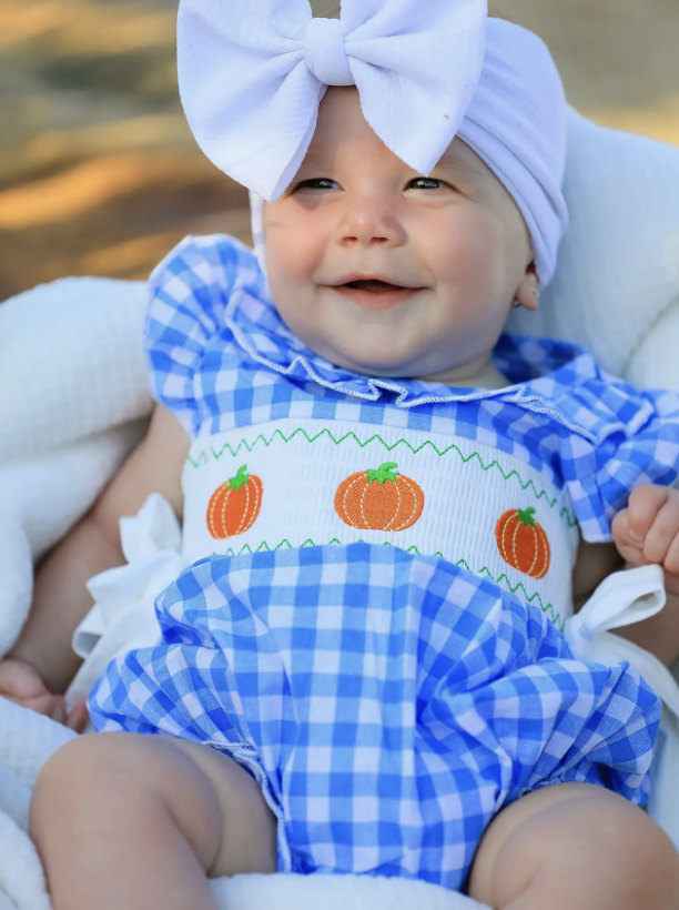 Blue Pumpkin Smock Baby Girl Bubble