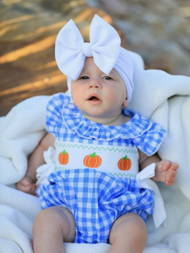 Blue Pumpkin Smock Baby Girl Bubble