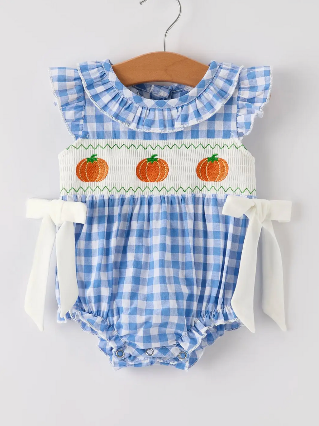 Blue Pumpkin Smock Baby Girl Bubble
