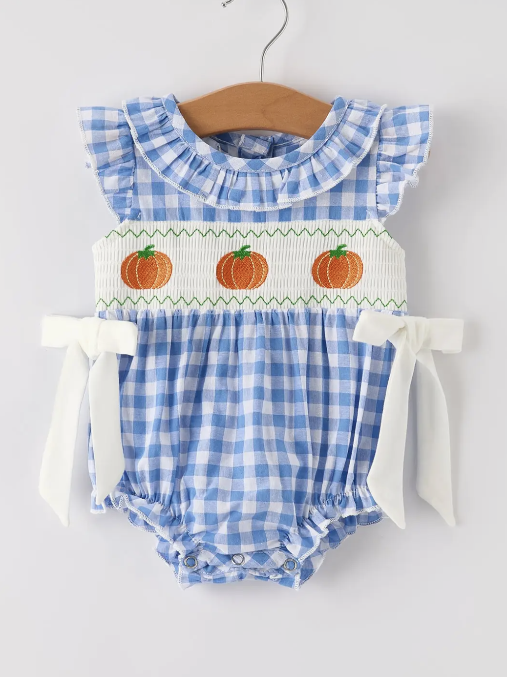 Blue Pumpkin Smock Baby Girl Bubble