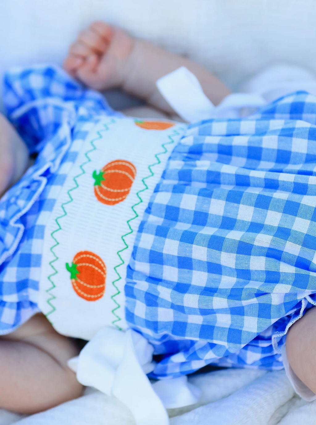 Blue Pumpkin Smock Baby Girl Bubble
