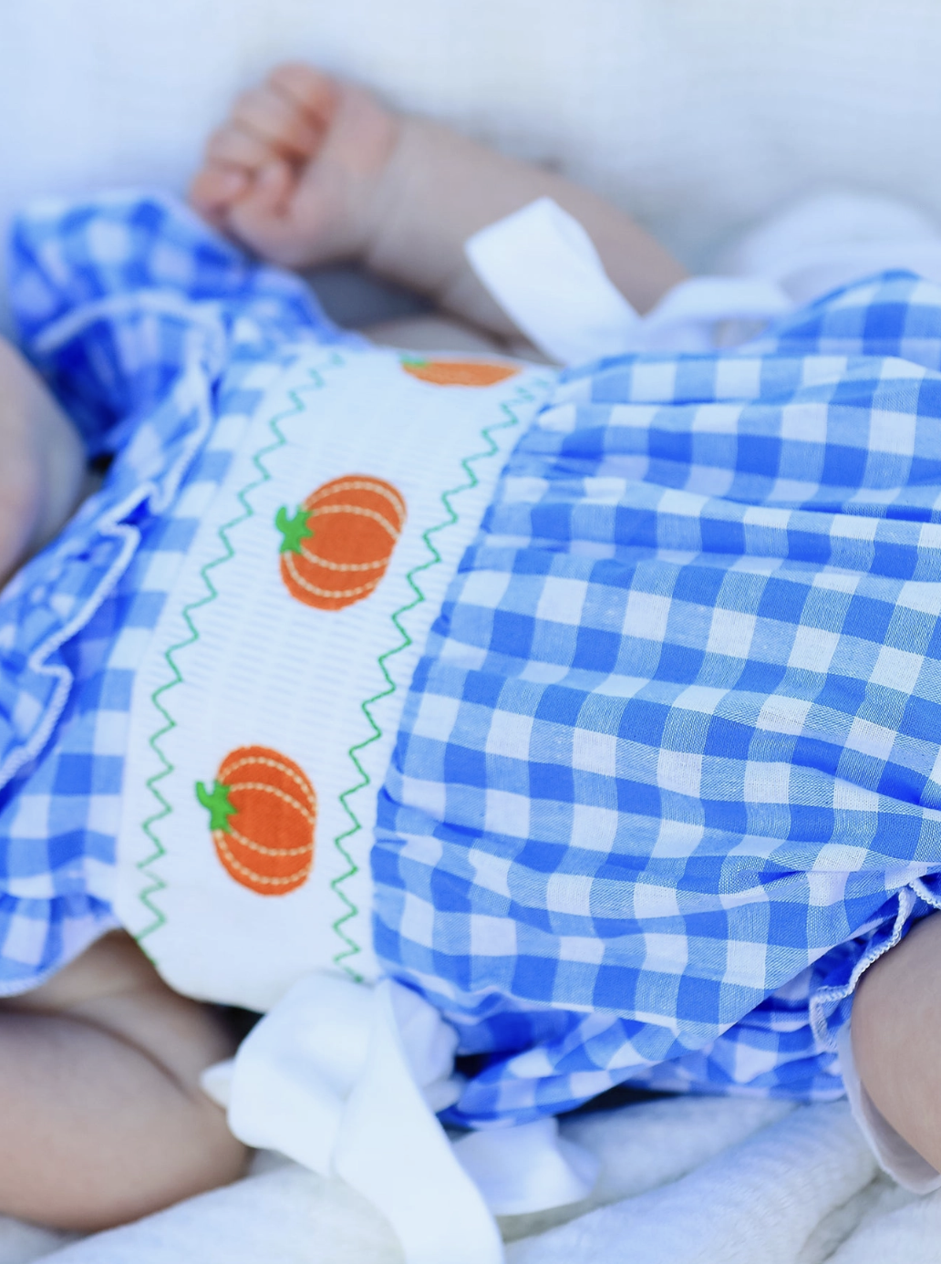 Blue Pumpkin Smock Baby Girl Bubble