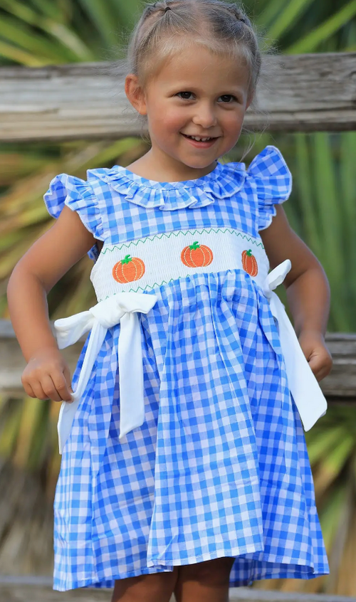 Blue Pumpkin Smock Embroidery Dress