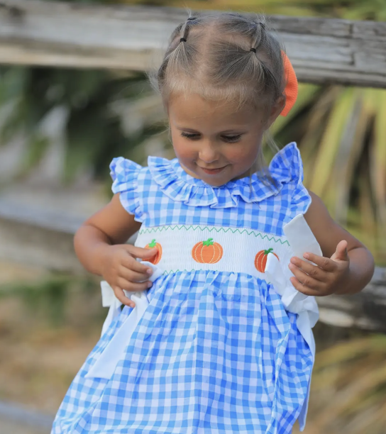 Blue Pumpkin Smock Embroidery Dress