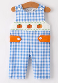 Blue Pumpkin Smock Embroidery Romper