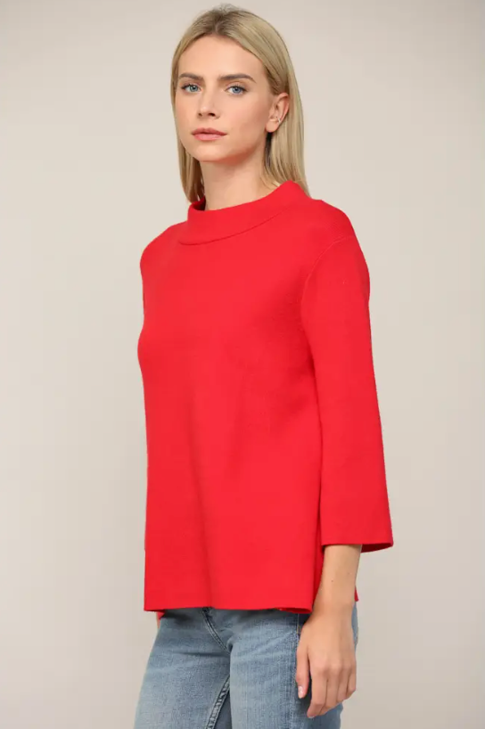 Bell Sleeve Sweater - Red