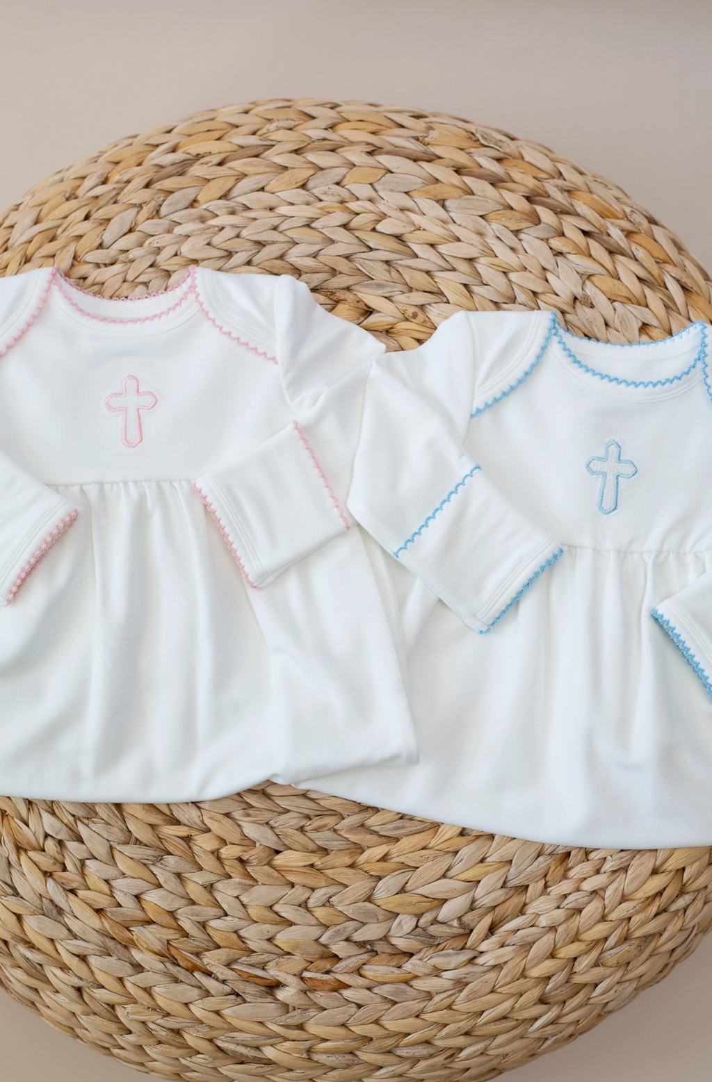 Blue Cross Embroidered Gown - Newborn