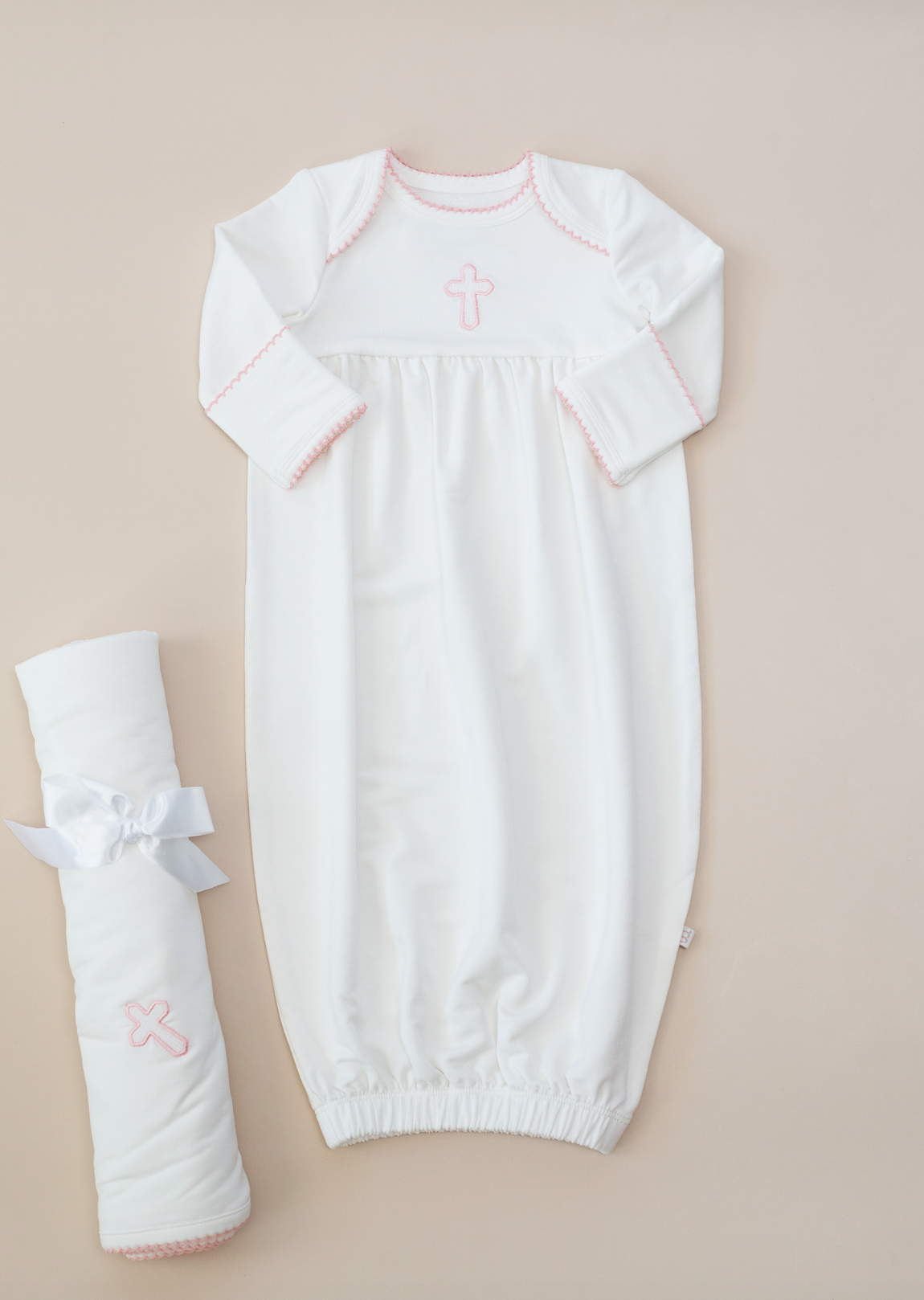 Pink Cross Embroidered Gown - Newnorm