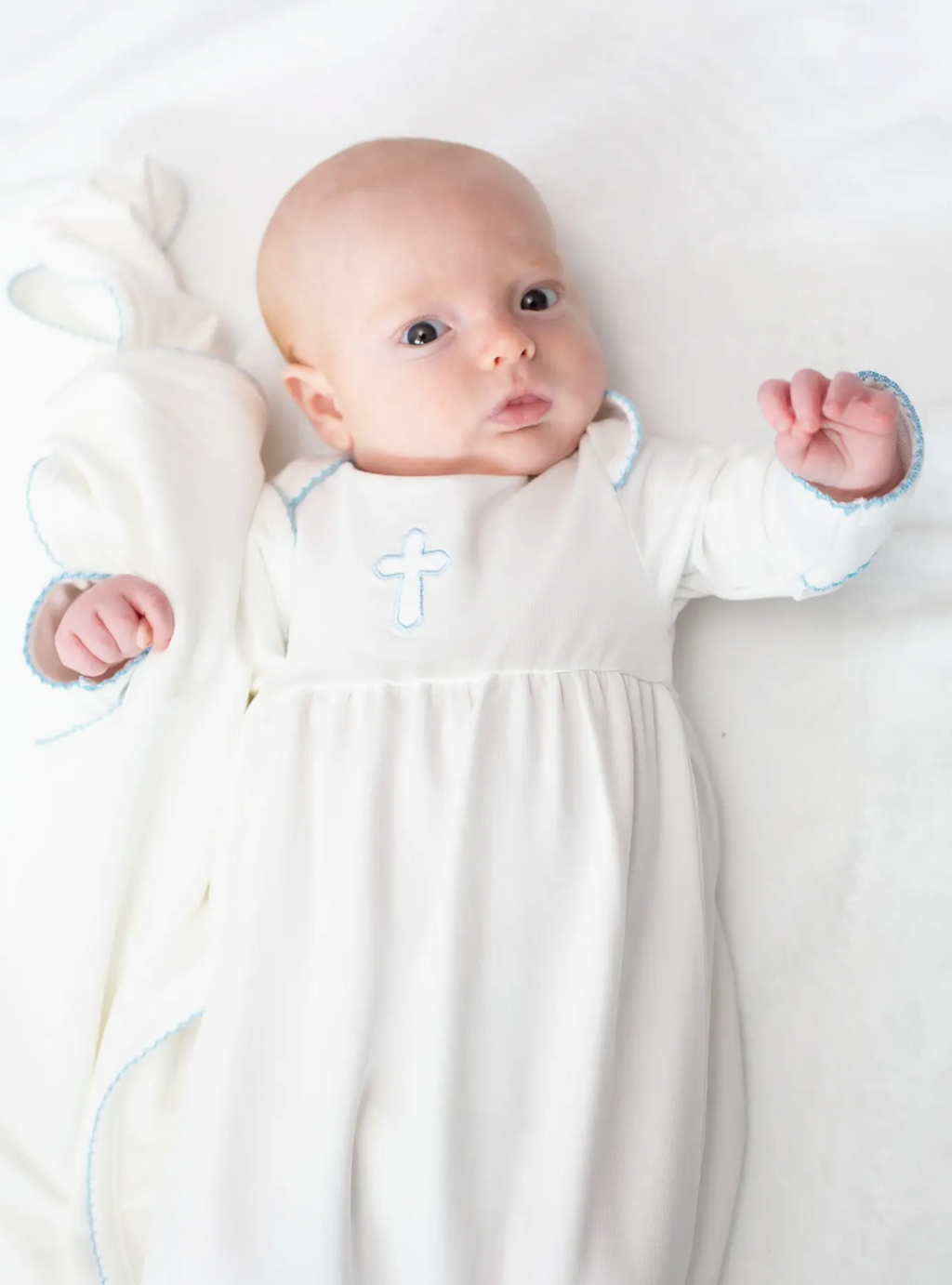 Blue Cross Embroidered Gown - Newborn