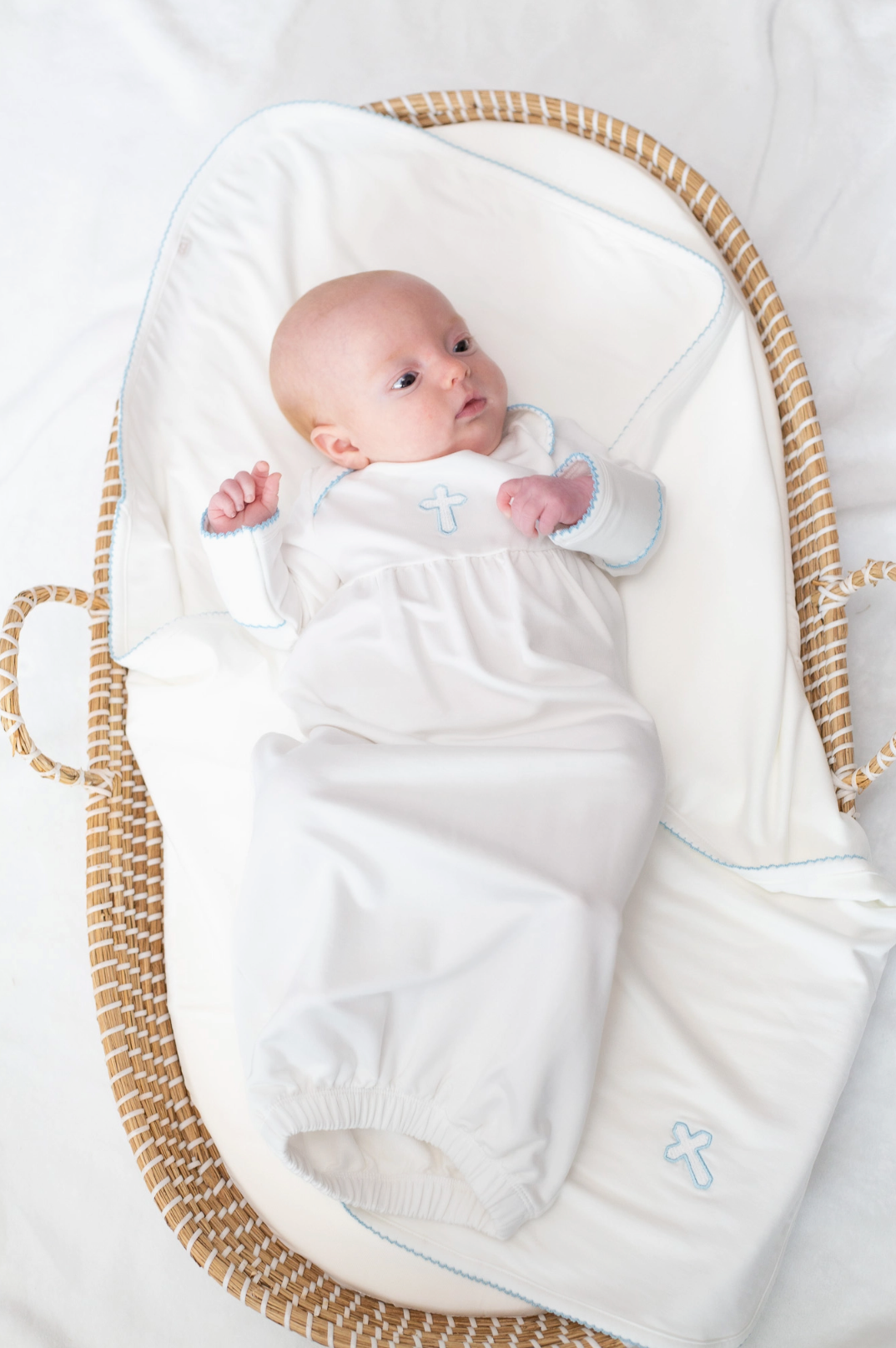Blue Cross Embroidered Gown - Newborn