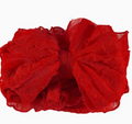 Ruffled Headband Bow - Bright Red