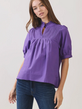 Pintuck Ruffle Neck Babydoll Top