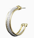 Gold and Silver Triple Layered  1.5" Hoop Earring
