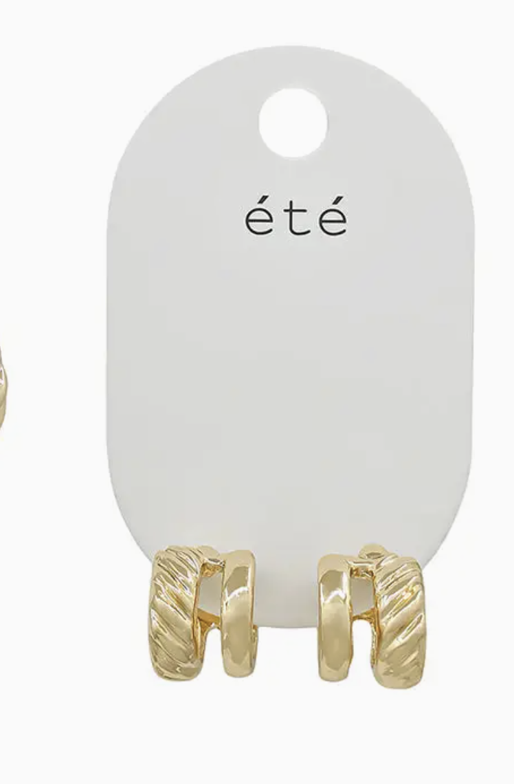 Gold Double Layered Huggie Hoop Earring