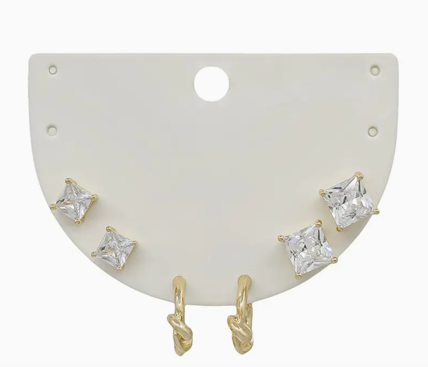 Set of 3 Stud Knot Hoop  6&8mm Earring