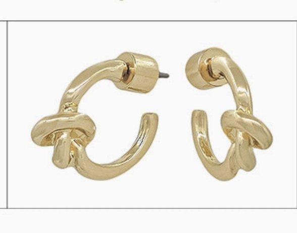 Set of 3 Stud Knot Hoop  6&8mm Earring