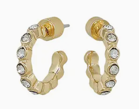 Set of 3 Pave Hoop Teardrop Stone Earrings
