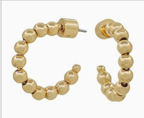 Set of Three Gold Beaded Huggie Hoops