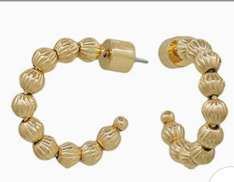 Set of Three Gold Beaded Huggie Hoops