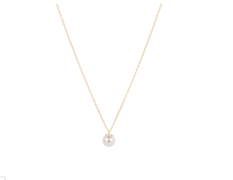 16" Necklace Gold - Classic Pearl 8mm Charm