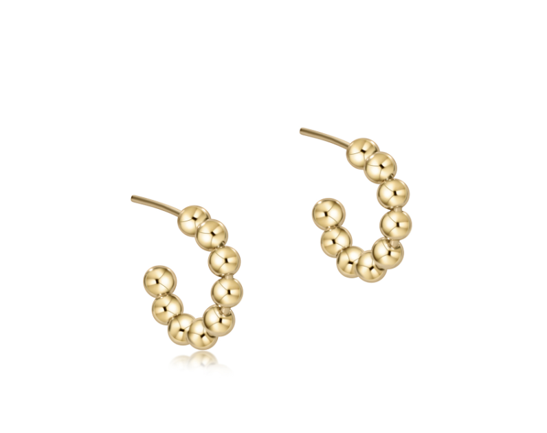 Beaded Classic 1" Post Hoop - 4mm Gold
