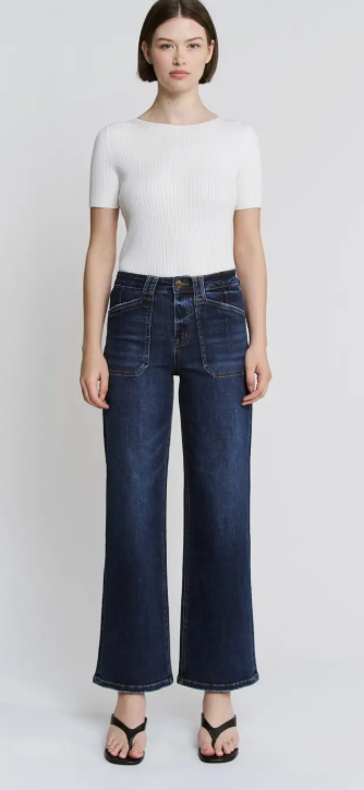 High Rise Wide Leg with Patch Pocket