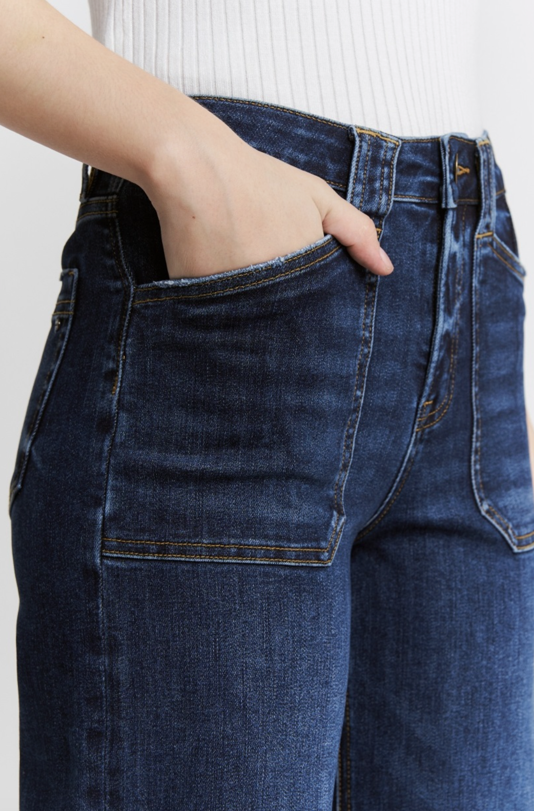 High Rise Wide Leg with Patch Pocket