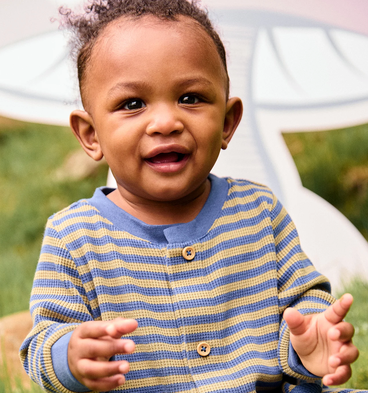 Olive & Navy Magnetic Romper