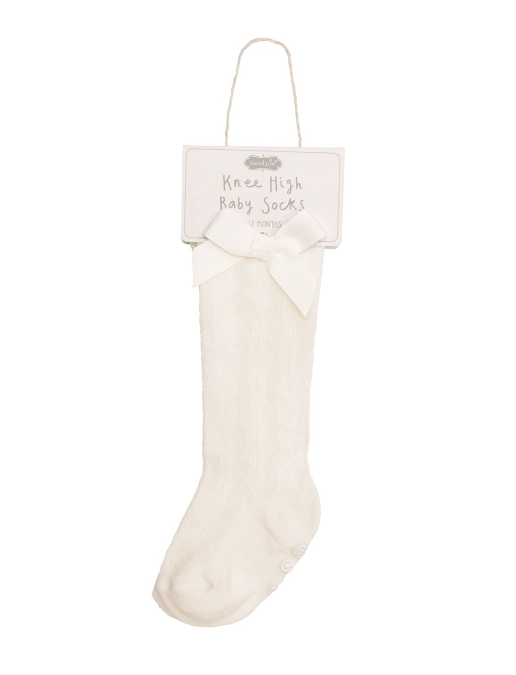 Knee High Socks-White/White bow