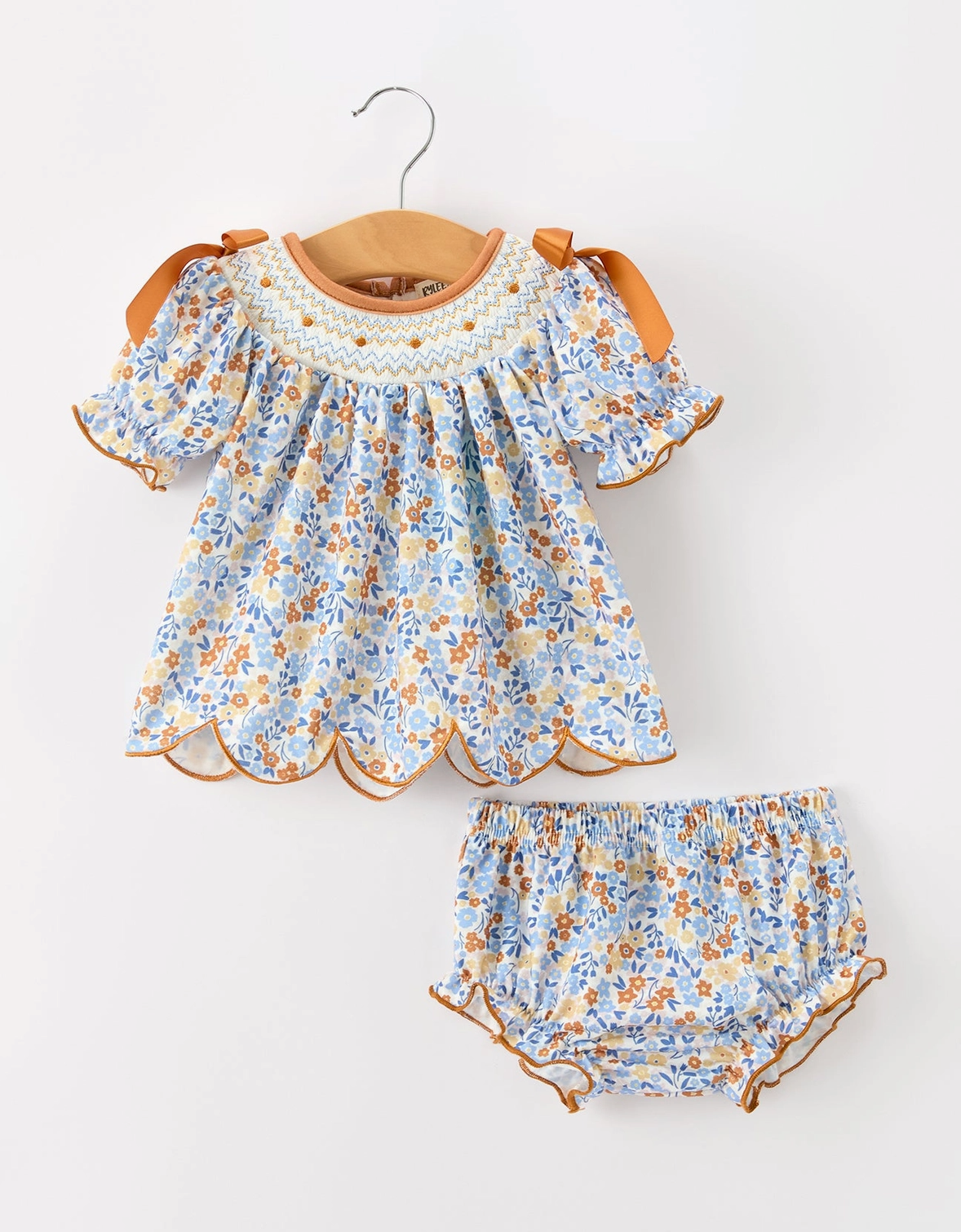Fall Floral Smocked Girls Bloomer Set