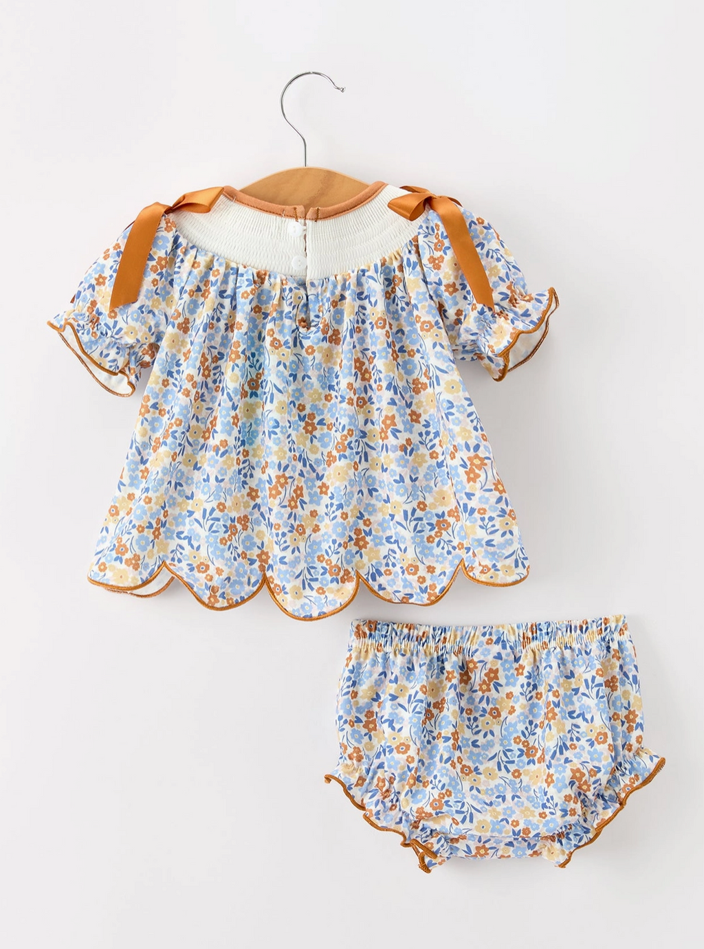 Fall Floral Smocked Girls Bloomer Set