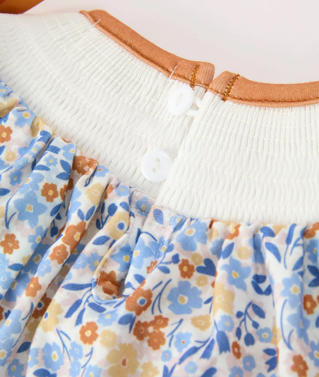 Fall Floral Smocked Girls Bloomer Set