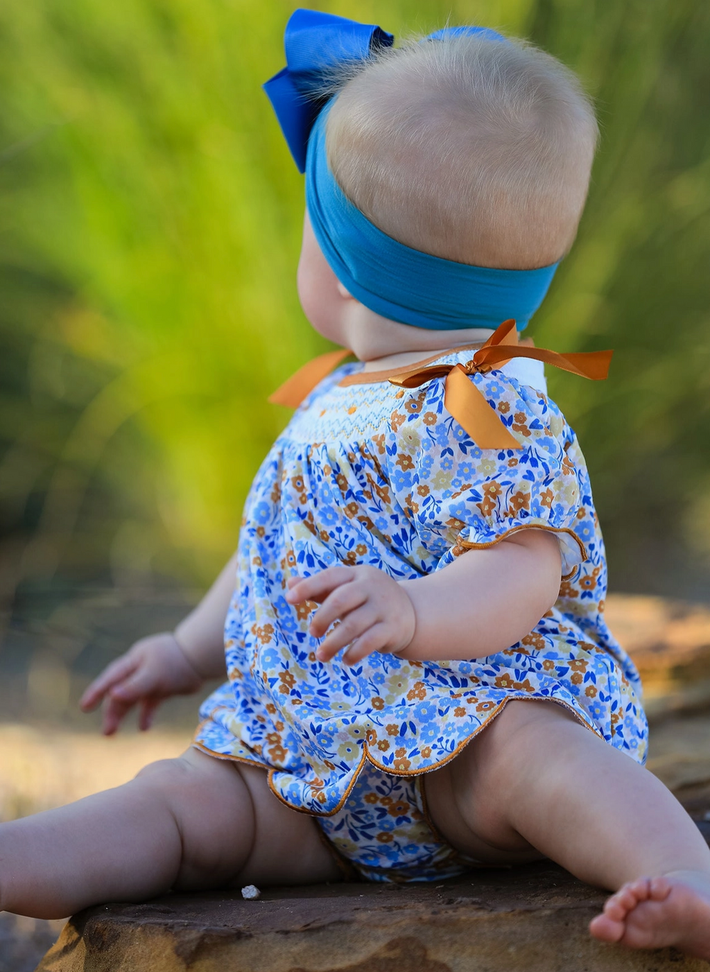 Fall Floral Smocked Girls Bloomer Set